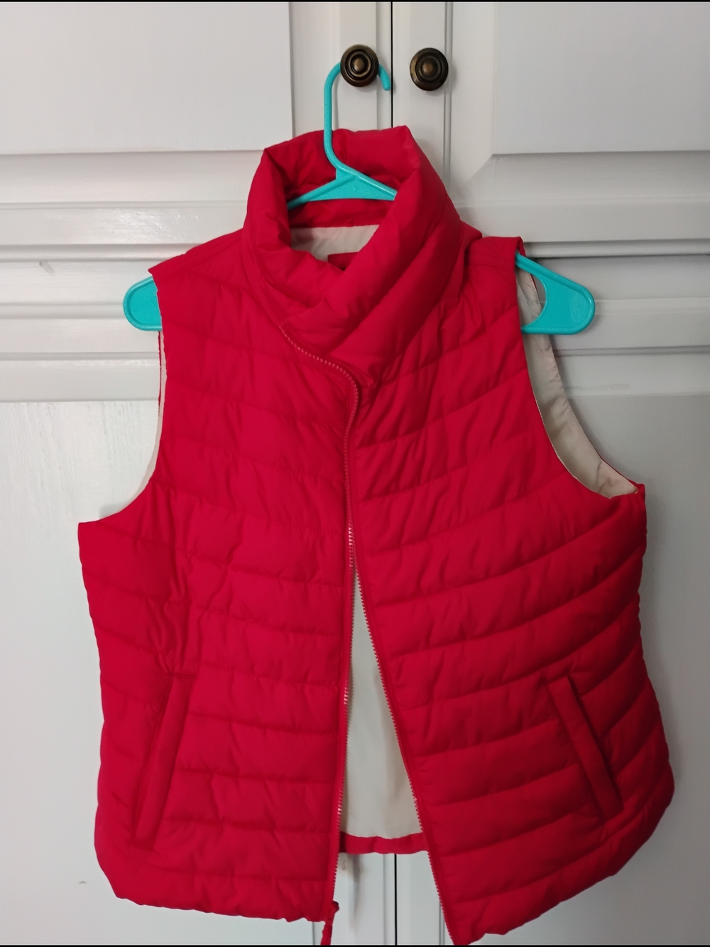 GAP Red Quilted Puffer Vest with High Collar